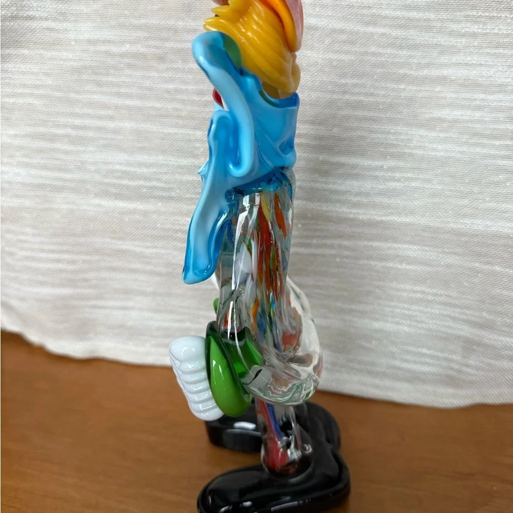 Colorful Hand-Blown Glass Clown Figurine